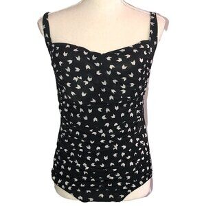 Handmade Swimsuit Women's Size Medium Black White Twist-Top Ruched One Piece